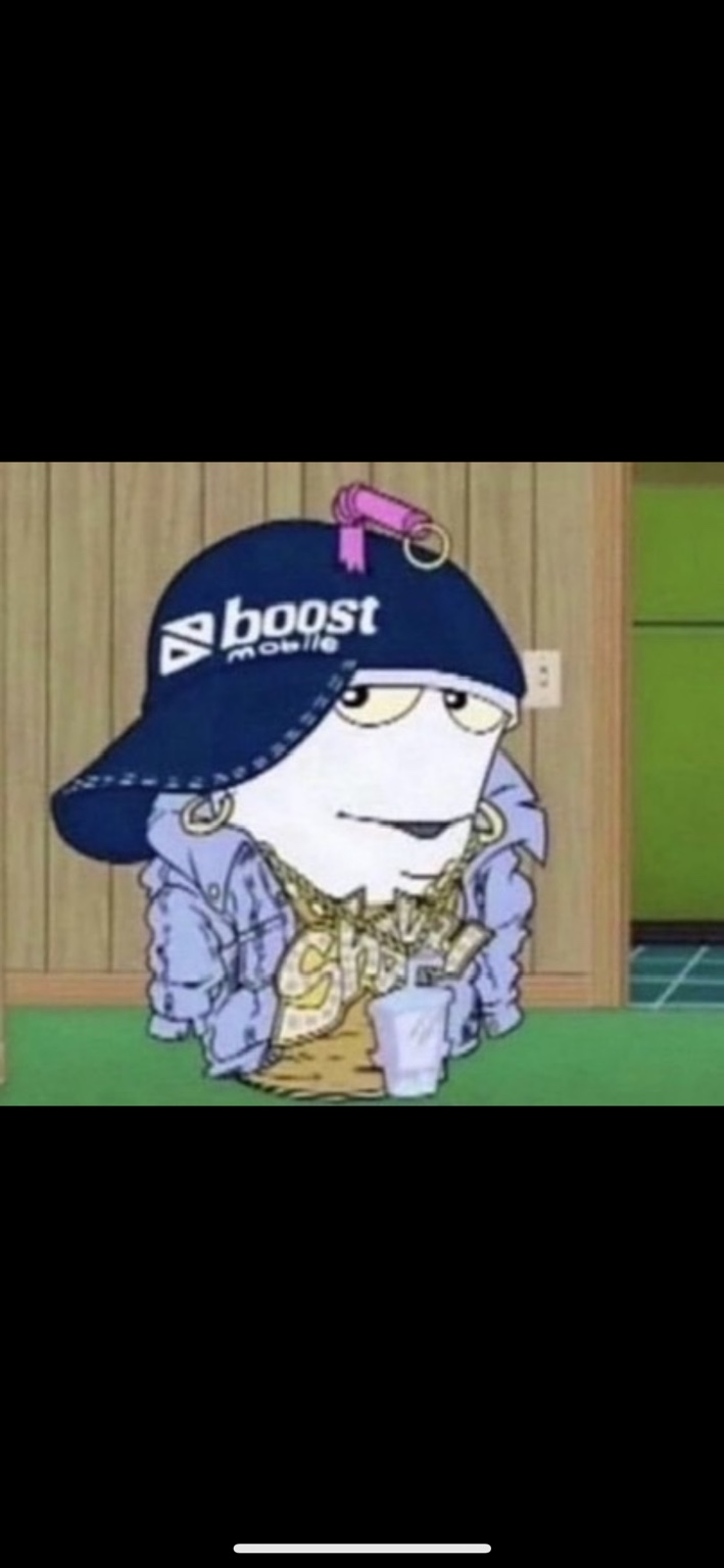 Master Shake in a sideways cap and gold chains