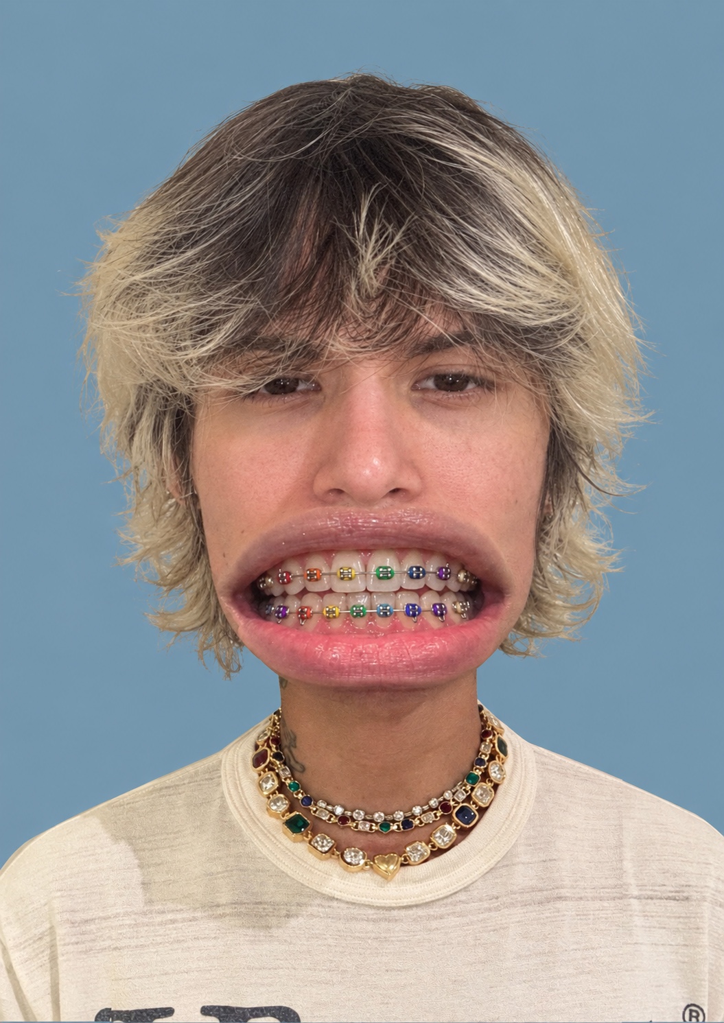 Young4n with rainbow braces